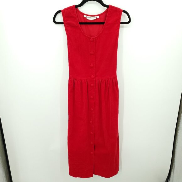VTG 90s Bonnie & Norma 100% Cotton Corduroy Sz Medium Petite Red - Picture 1 of 12